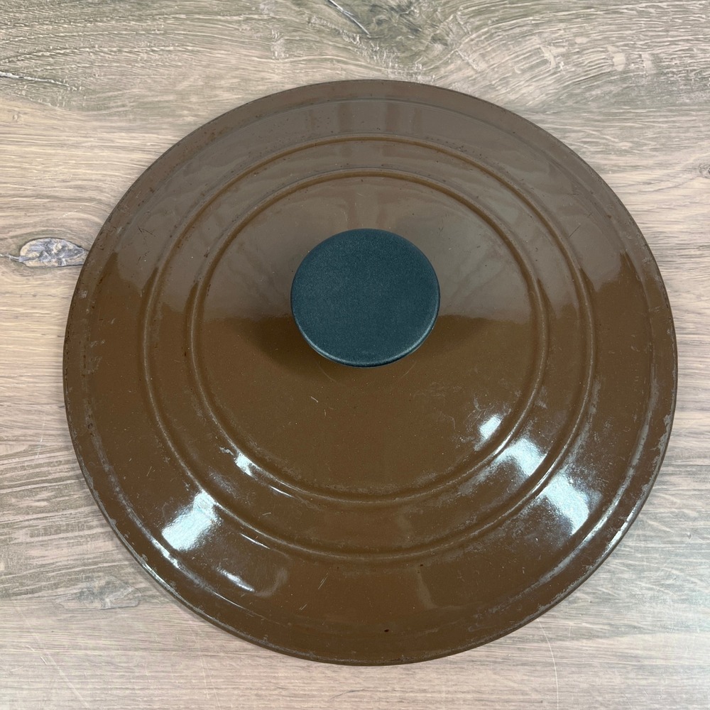Le Creuset 4.5qt Dutch Oven Lid Brown Enameled Cast Iron Replacement France 10"